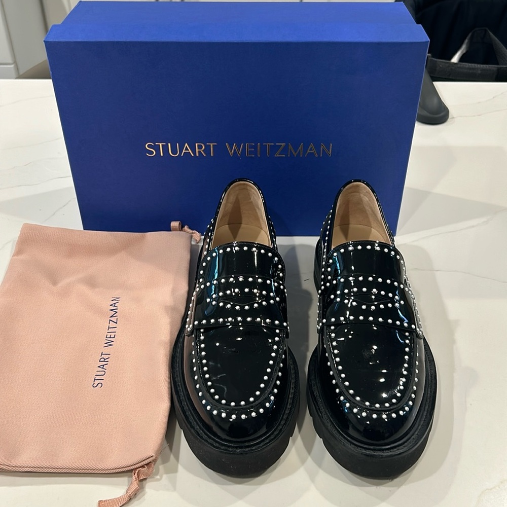 Stuart Wetizman Parker lift mini pearly penny loafer